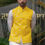 Thumbnail: Yellow Lotus Patch Pocket Embroidered Bundi / Nehru Jacket Only