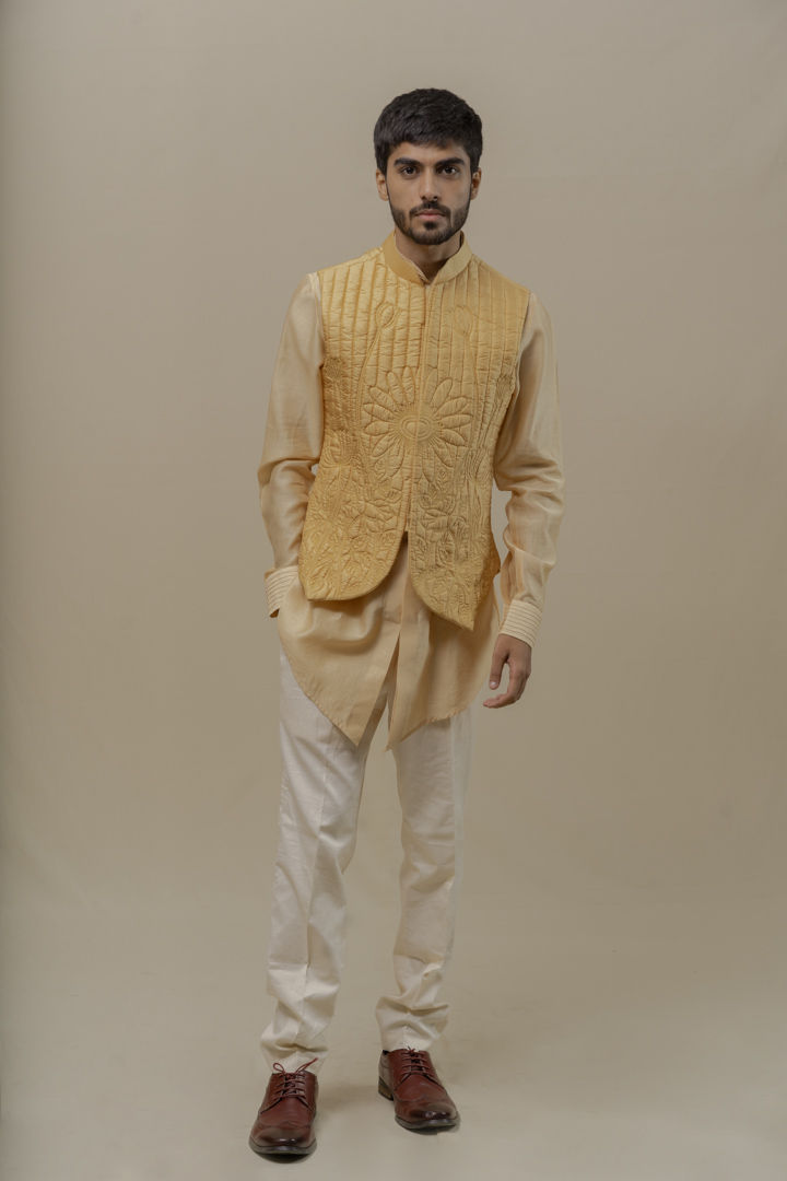 Cream Bundi / Nehru Jacket -Kurta Set
