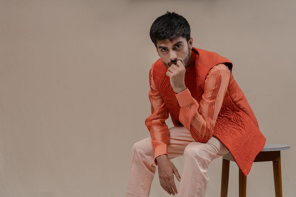 Thumbnail: Carrot Bundi / Nehru Jacket -Kurta Set