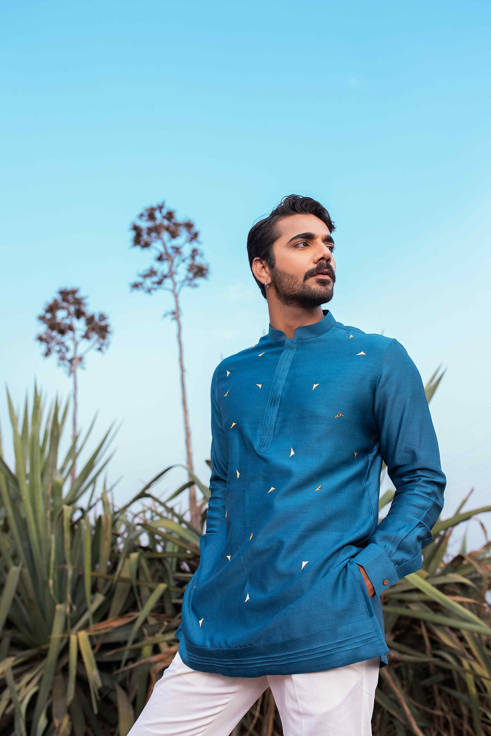 Thumbnail: Navy Blue Abstract Short Kurta Set