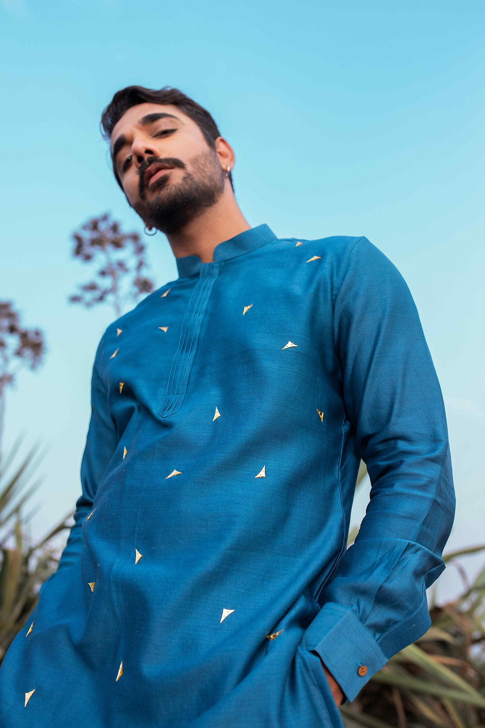 Thumbnail: Navy Blue Abstract Short Kurta Set