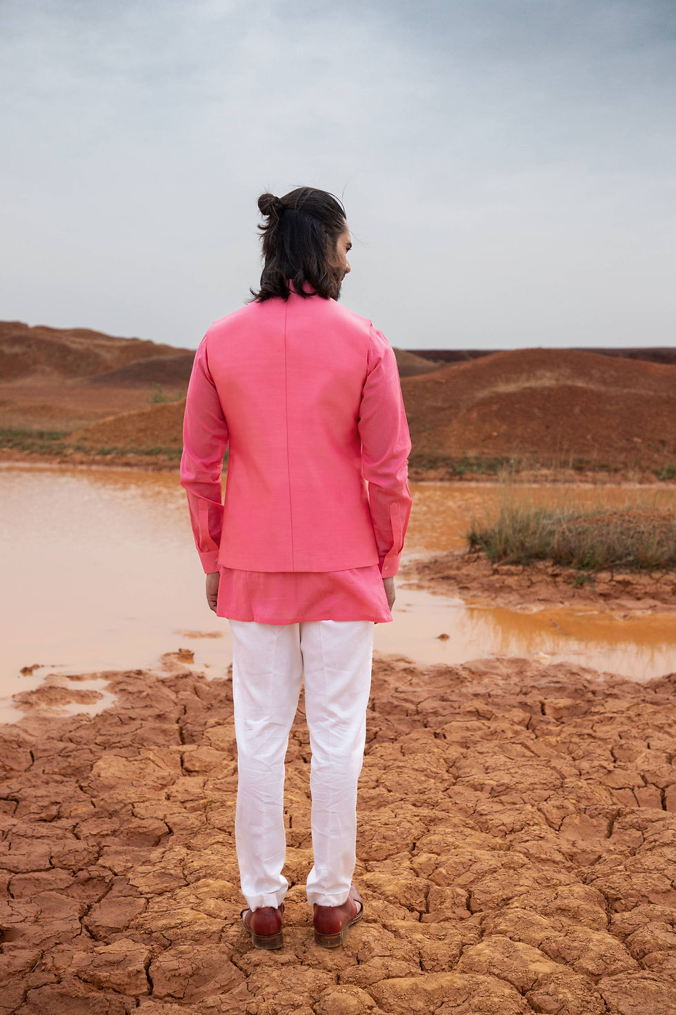 Thumbnail: Fuscia Fort Bundi / Nehru Jacket  set