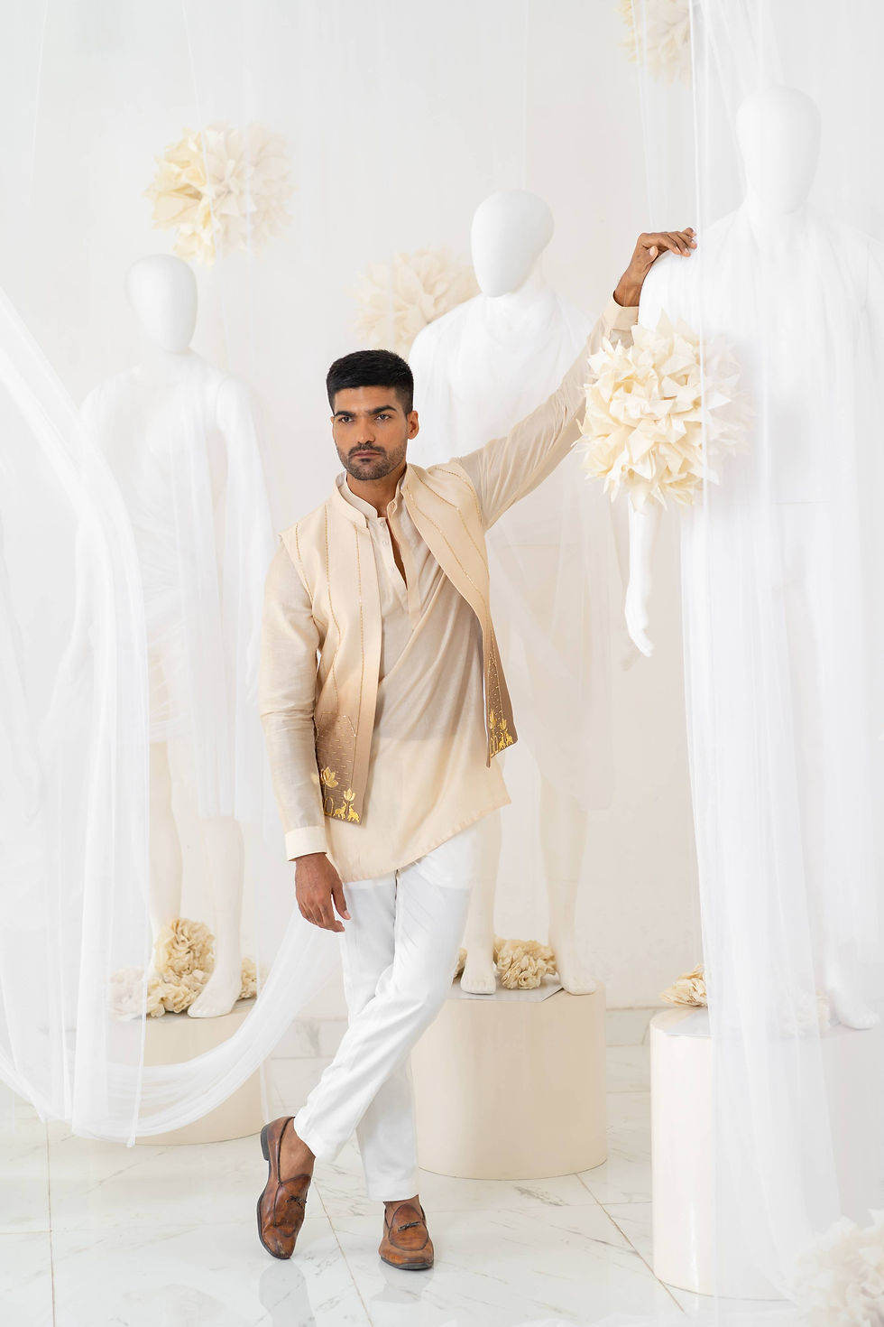 Thumbnail: Brown Ombre Bundi / Nehru Jacket Set