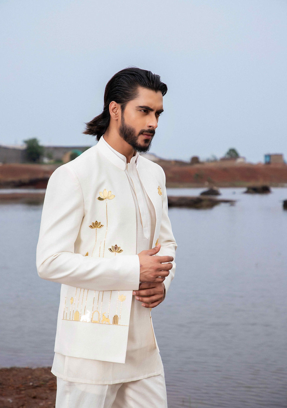 Thumbnail: Ivory Bloom Jodhpuri set