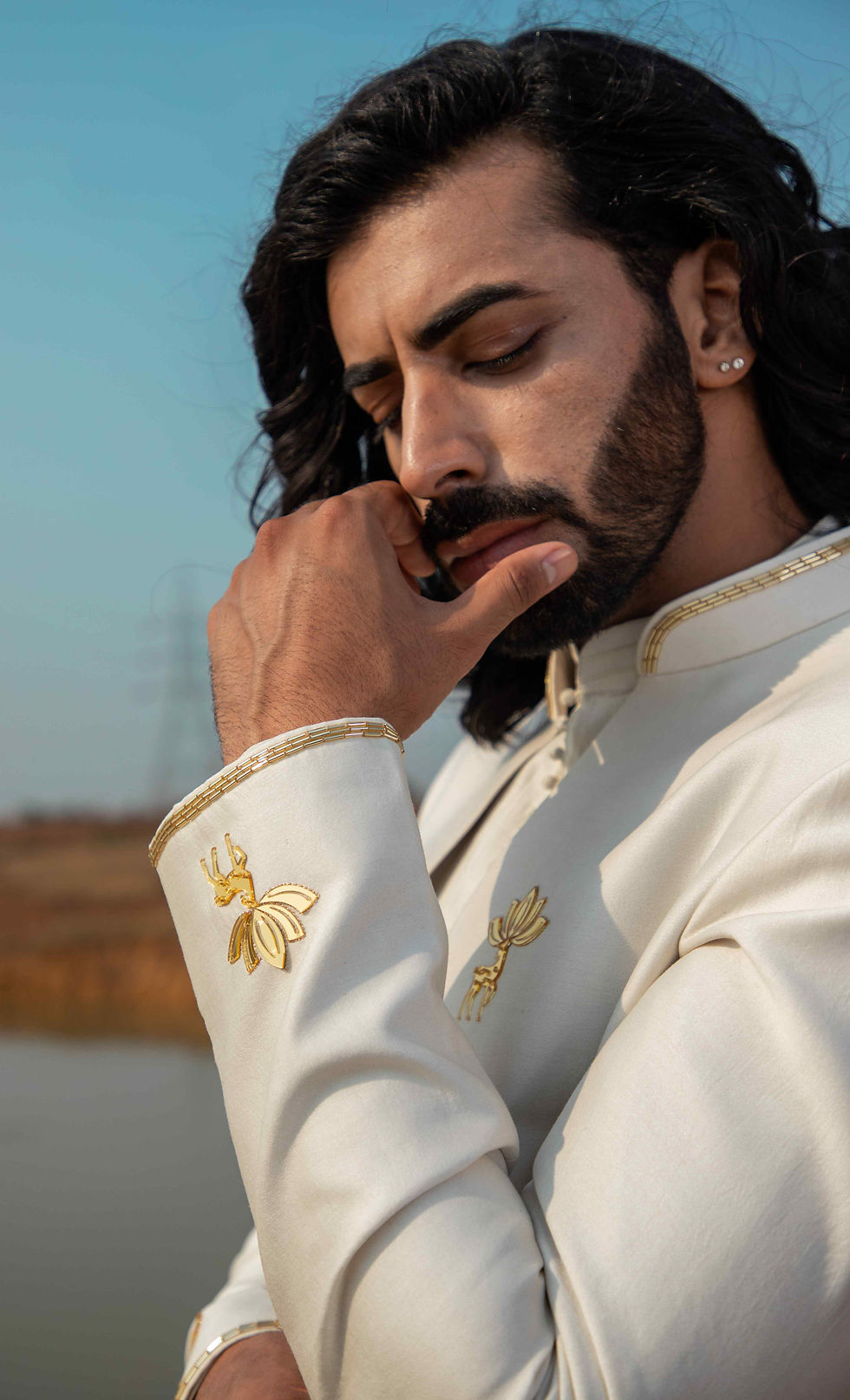 Thumbnail: Dusty Ivory Reindeer Sherwani set