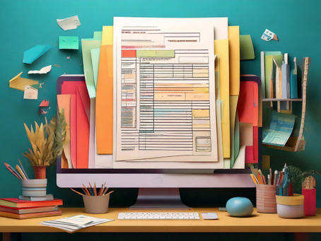 planning charts created from cut and layered multi-color paper