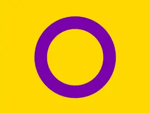 Intersex Pride flag: Yellow background with purple ring