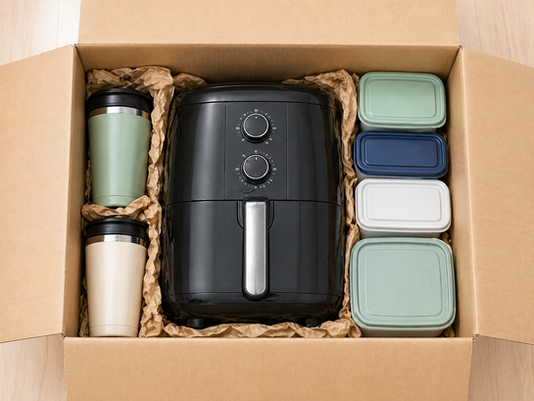 Great — let's go through them one at a time in the original order. Here is Blog 1:  BLOG 1 Title: The Only Packing Order That Actually Makes Packing Easier Alt Text for Feature Image: Open moving box with air fryer and kitchen items packed neatly inside, small items tucked around larger ones, bright warm lighting