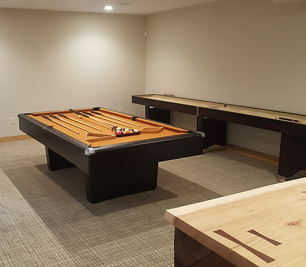 Pool table installation with pool sticks