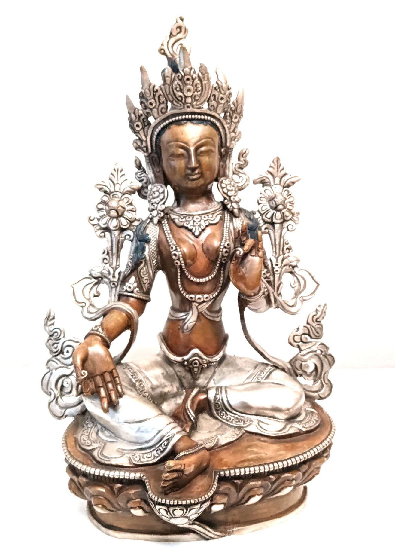 Green Tara Small Silver Platted and Blessed Statue