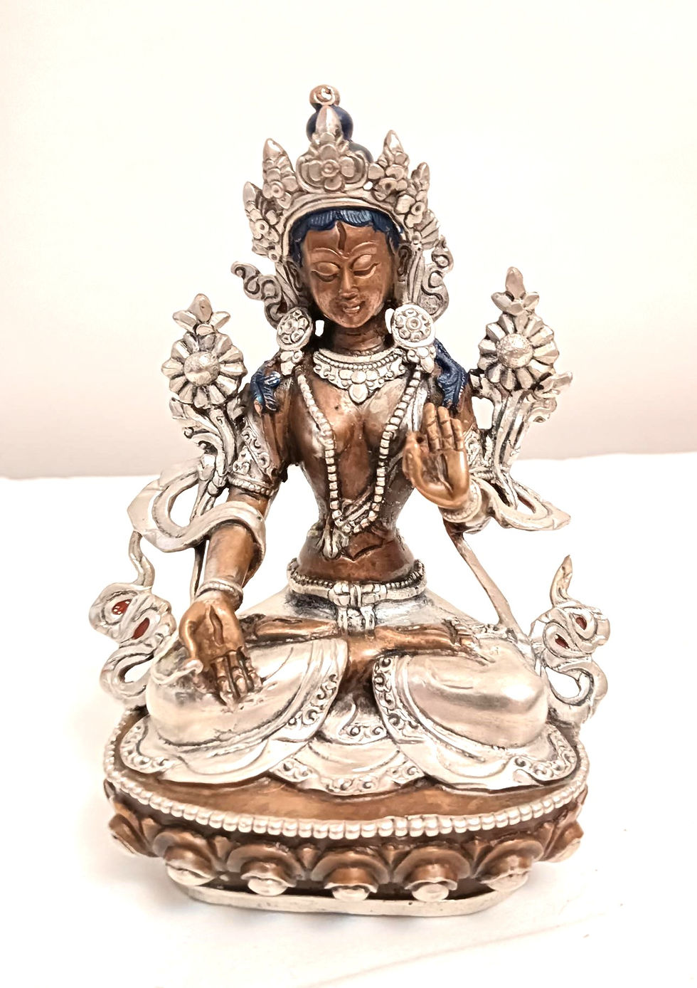 Thumbnail: Green Tara Large Silver Platted and Blessed Statue