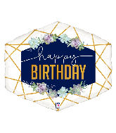 Balloon Super Shape Happy Birthday Floral Navy