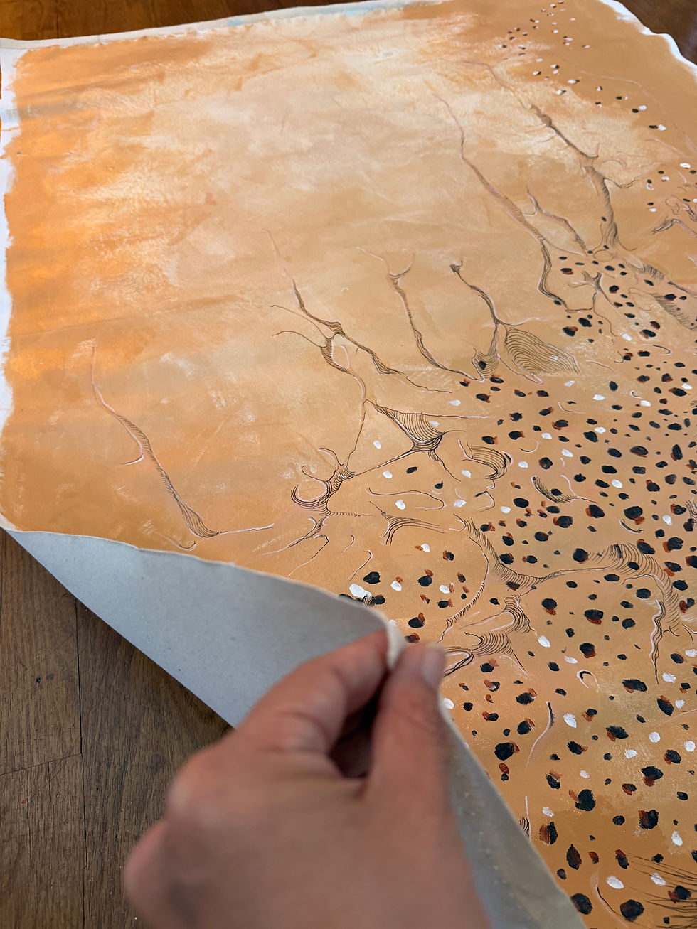Thumbnail: Original abstract painting Primal Grace by Mira Mitrova, Wallington NJ artist, smooth canvas finish.