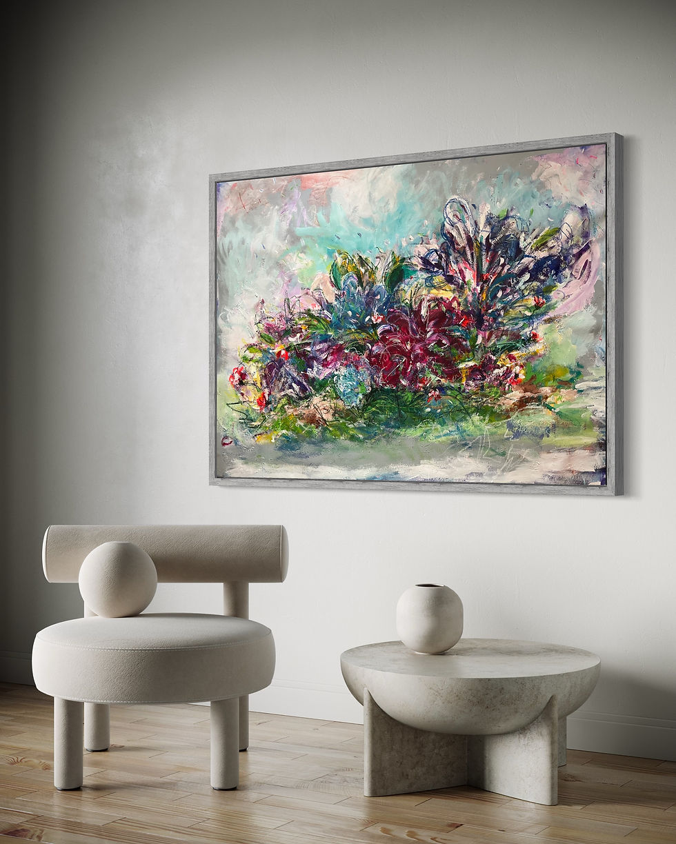 Thumbnail: Floral Fantasy – Original Oversized Abstract Floral Wall Art By Mira Mitrova