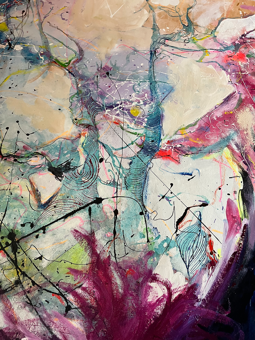 Thumbnail: “Dancing on the Wind”Original Abstract Painting for sale by Mira Mitrova
