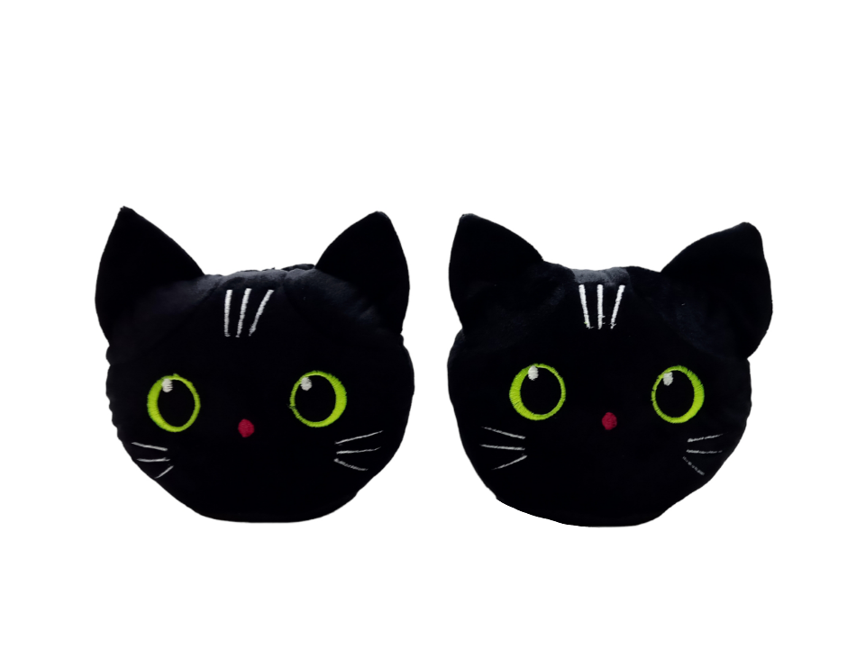 Miniatura: Babucha bordada gato negro