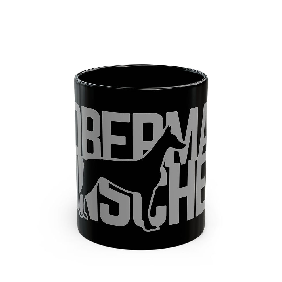 Mug, Doberman White on Black Design, 11oz 