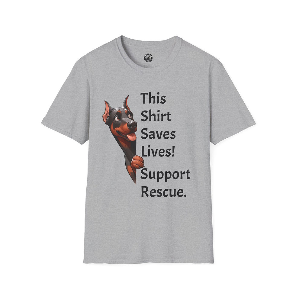 Thumbnail: Peeking Doberman Unisex T-Shirt - Shirt Saves Lives