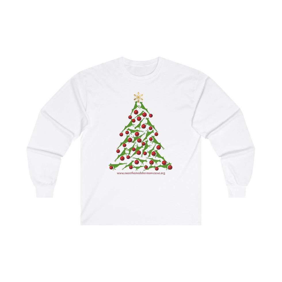 Doberman Christmas Tree Long Sleeve Tee