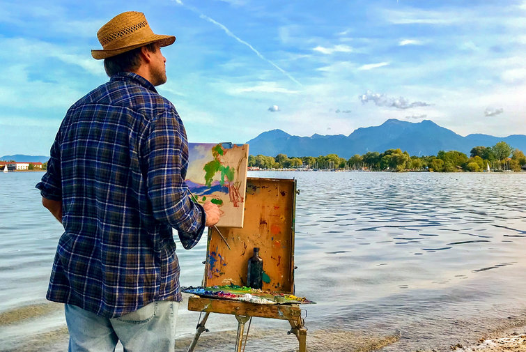 Pleinair-Malerei Pleinair Malerei Kunst Maler Künstler Malerei Freilichtmalerei Wand Malerei Michael Wörle Altettaler Ettal Landschaft Öl Öl-Malerei 