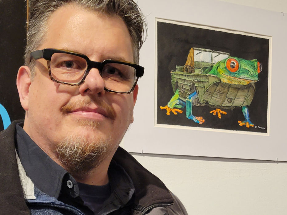 Artist Collin Douma at WAAM Gallery Event featuring Amphibious Nature