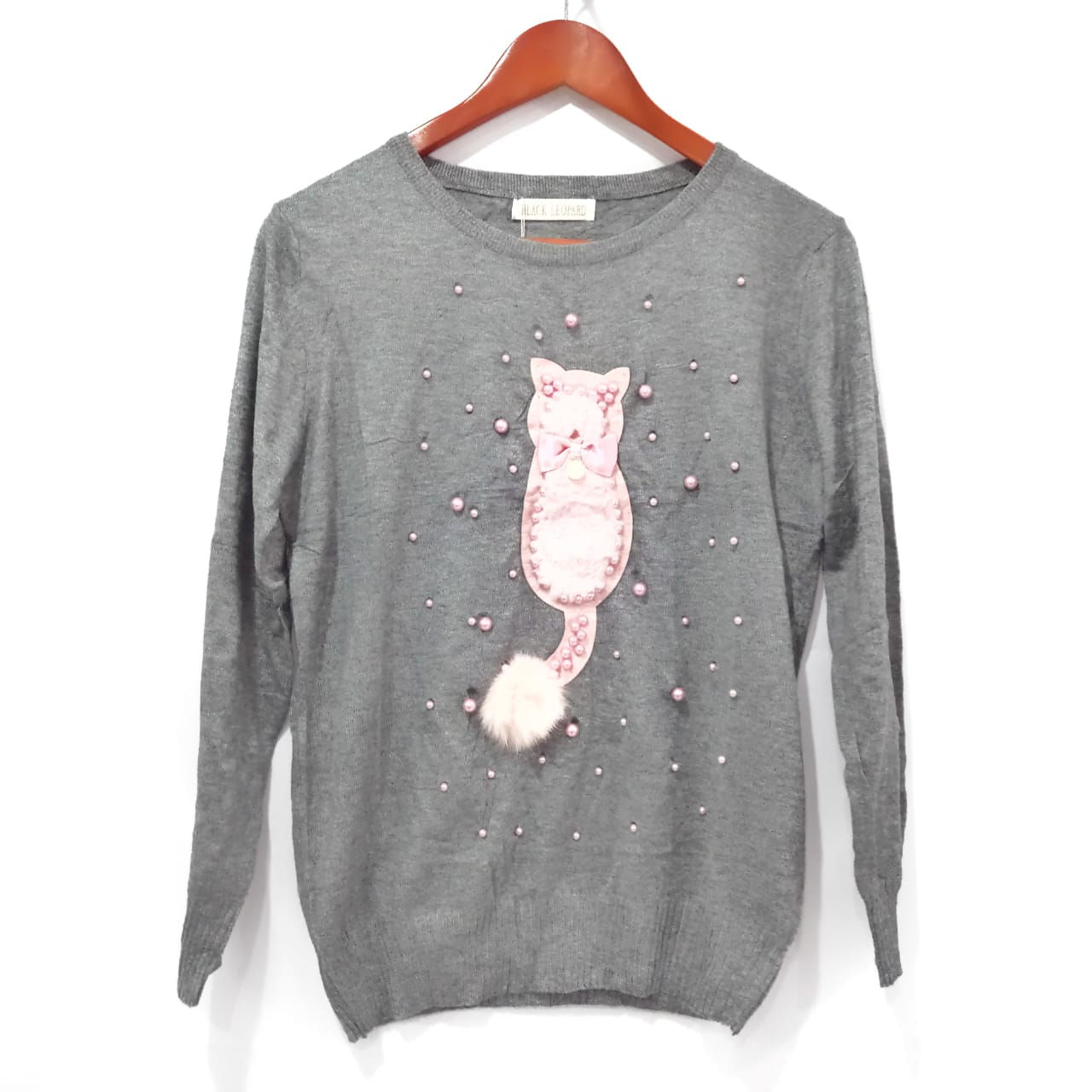 Suéter con Gato Rosa