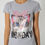 Miniatura: Playera con Gato Estampado en Contraste Gris Claro