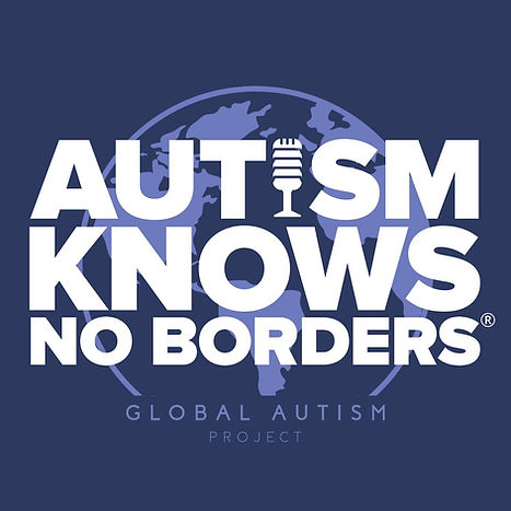 Autism Knows No Borders Podcast logo, hosted by Rachel Harmon, Global Autism Project