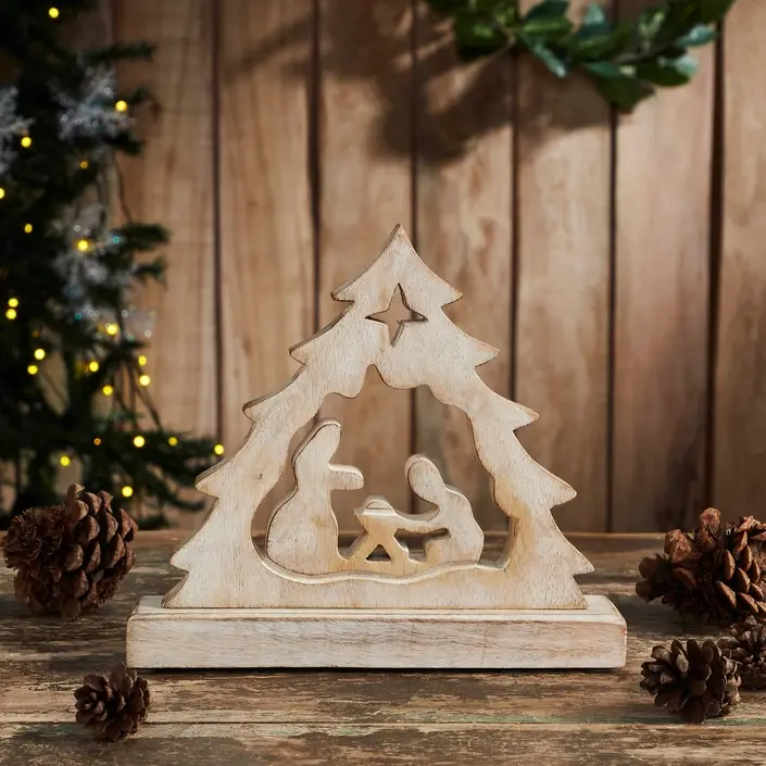 Wooden Nativity Scene