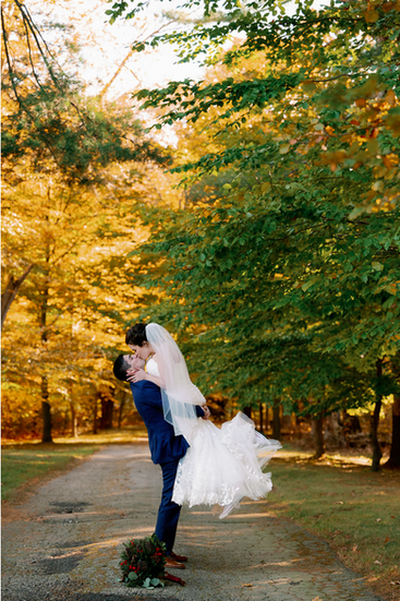 bride and groom kissing