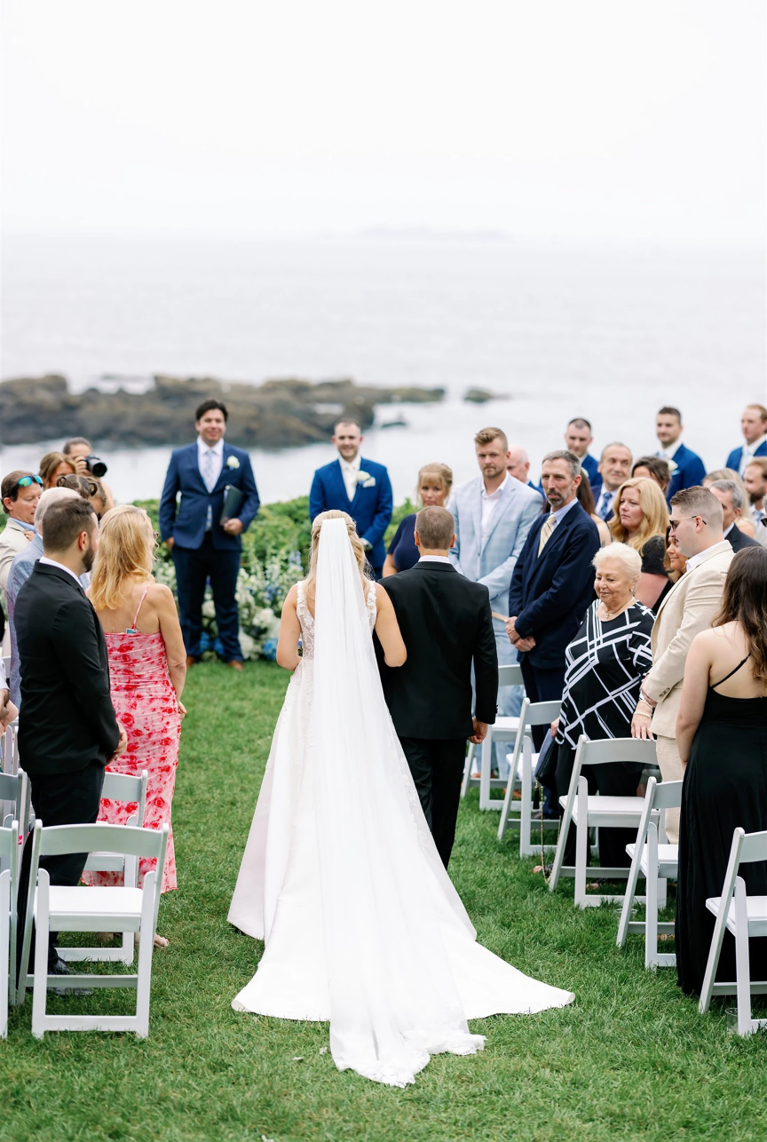 A bride walking down the aisle.