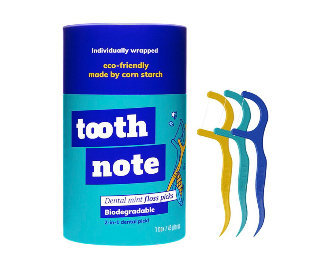 TOOTHNOTE DENTAL MINT DISPOSABLE FLOSS PICKS 45ea