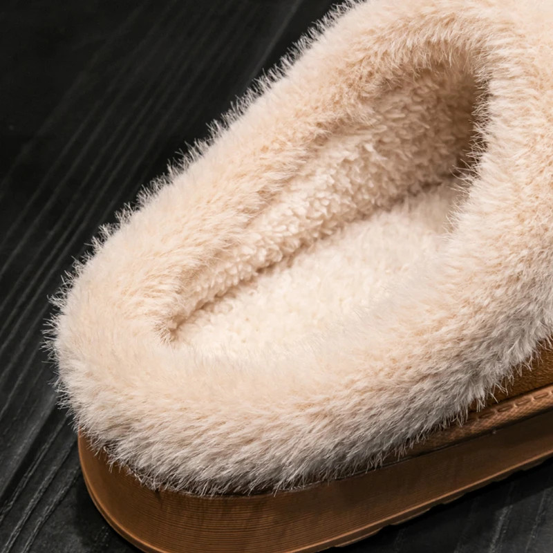 Thumbnail: Fashion Women Fluffy Slippers for Autumn and Winter Indoor EVA Thick Sole