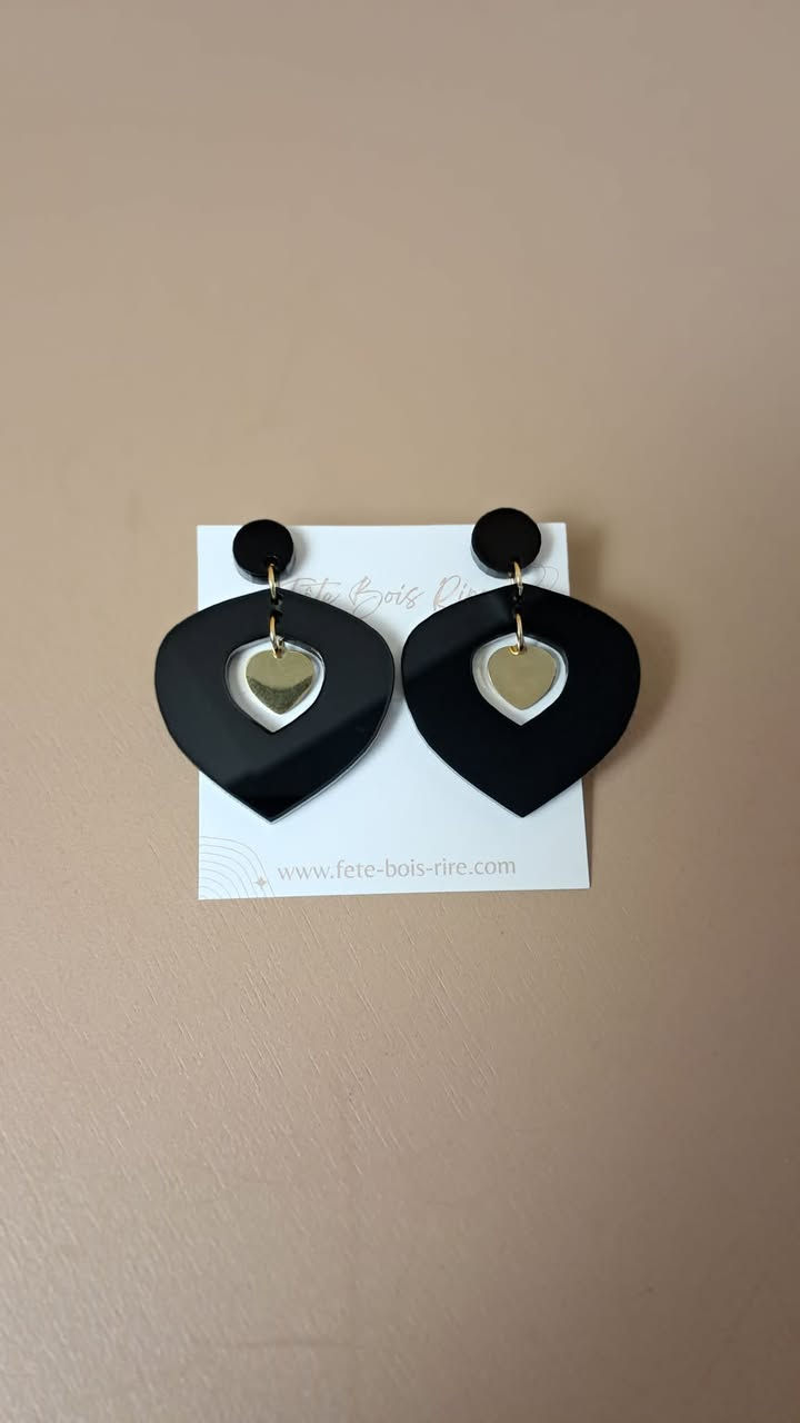 Miniature : Boucles d'oreilles en acier inoxydable et acrylique