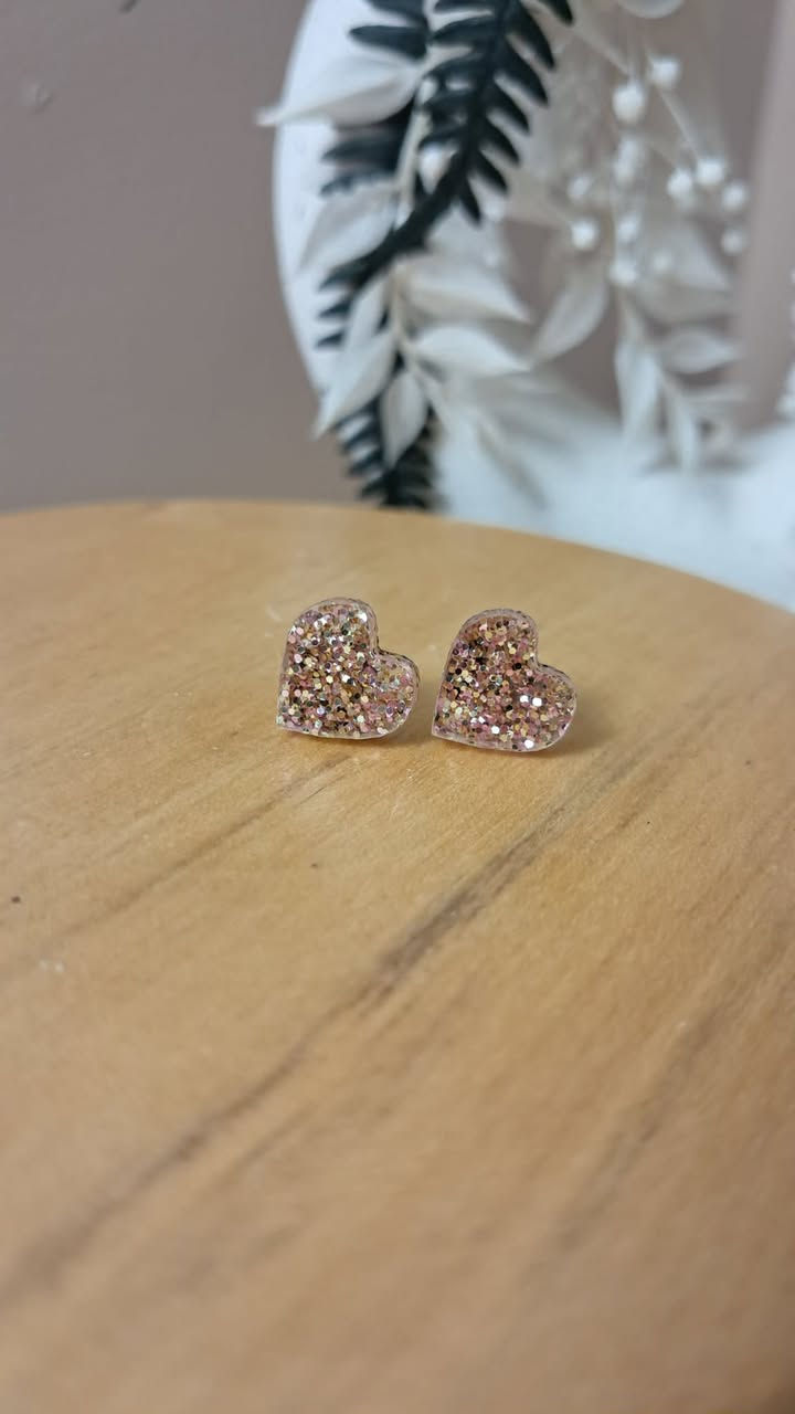 Boucles d'oreilles puce paillette rose - Idée cadeau anniversaire fille