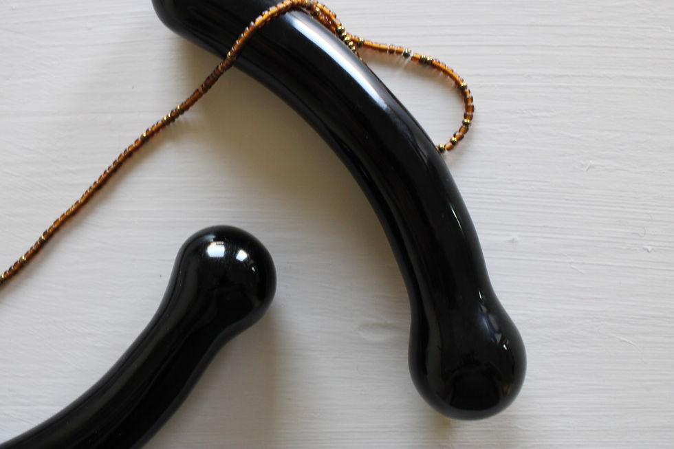 Thumbnail: BULBOUS CRESCENT WAND ~ BLACK OBSIDIAN