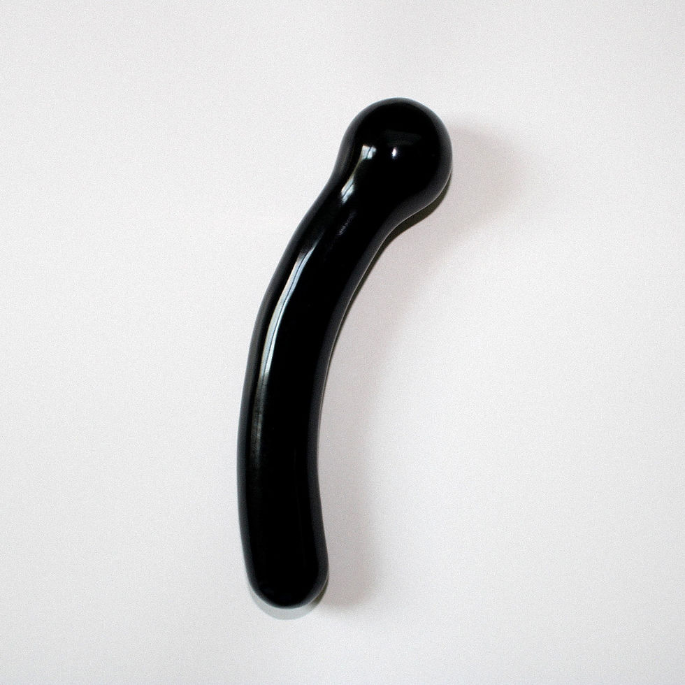 Thumbnail: BULBOUS CRESCENT WAND ~ BLACK OBSIDIAN