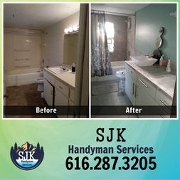 Bathroom renovation before and after in Grand Rapids and Kentwood, Michigan