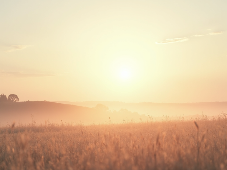 A serene landscape with soft pastel colors, representing peace and new beginnings, bathed