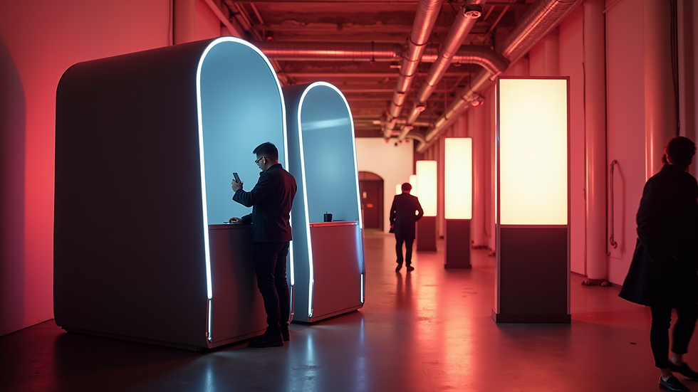 Eye-level view of a modern photo booth setup at an event