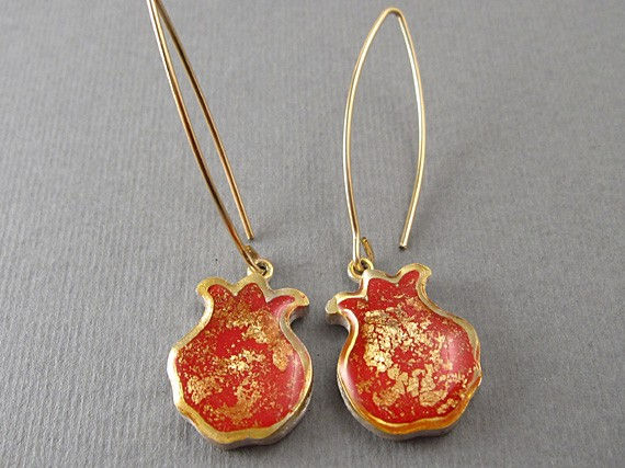 Red pomegranate earrings