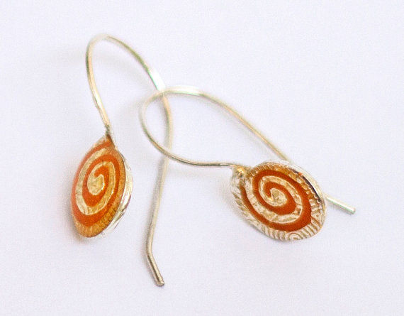 תמונה ממוזערת: Orange Silver earrings