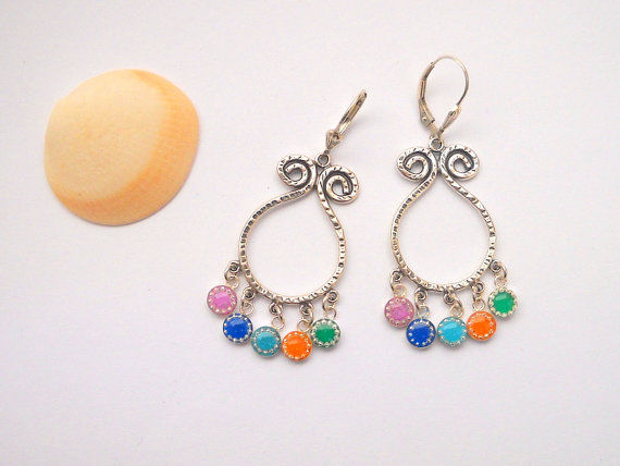 תמונה ממוזערת: Silver earrings with colorful beads