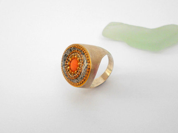 תמונה ממוזערת: Red Coral sterling silver ring