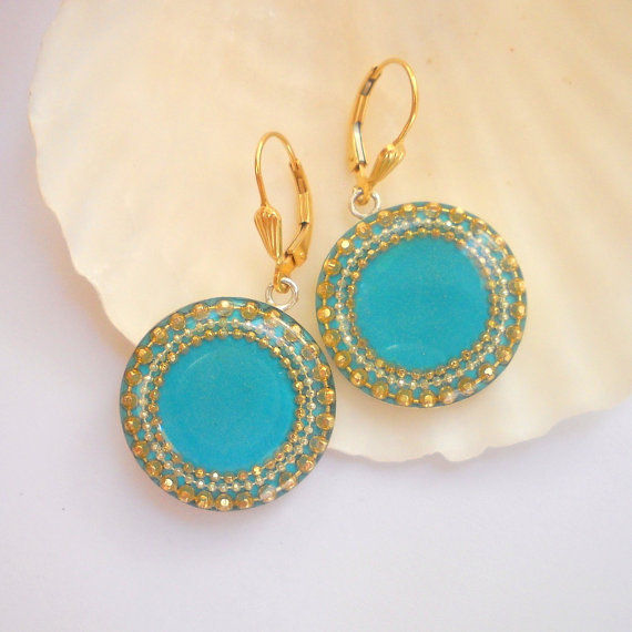 תמונה ממוזערת: Gold Blue Silver earrings