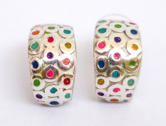 תמונה ממוזערת: Colorful dots sterling silver earrings