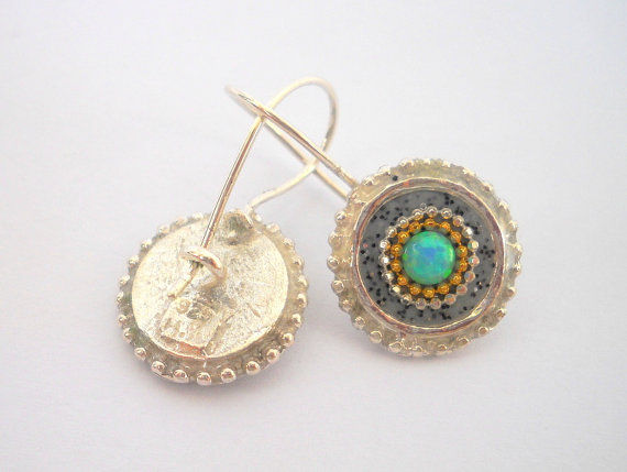 תמונה ממוזערת: Blue Green Opal earrings