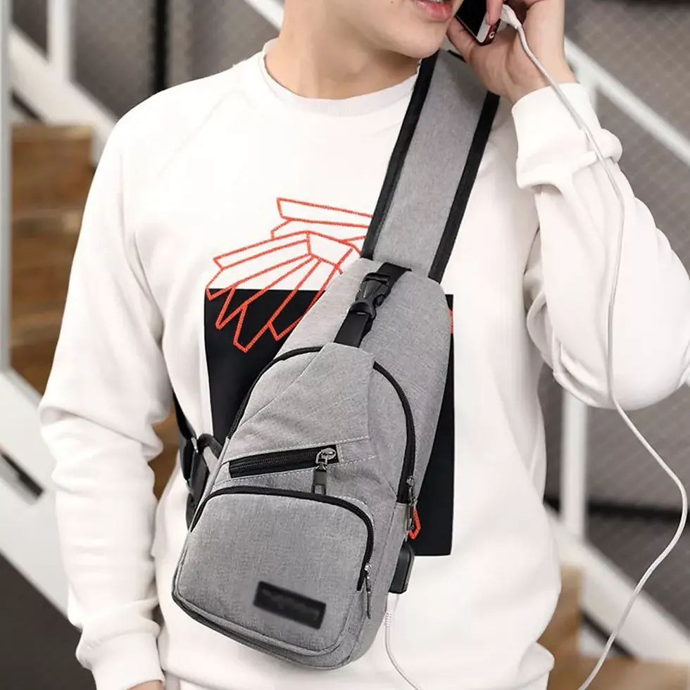 Thumbnail: Mens Sling Chest Bag with USB | Fashion Bags | Coach Bags | Hand Bags