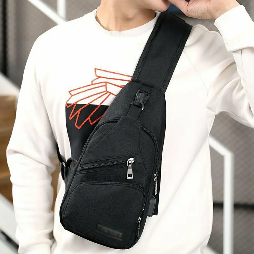 Thumbnail: Mens Sling Chest Bag with USB | Fashion Bags | Coach Bags | Hand Bags