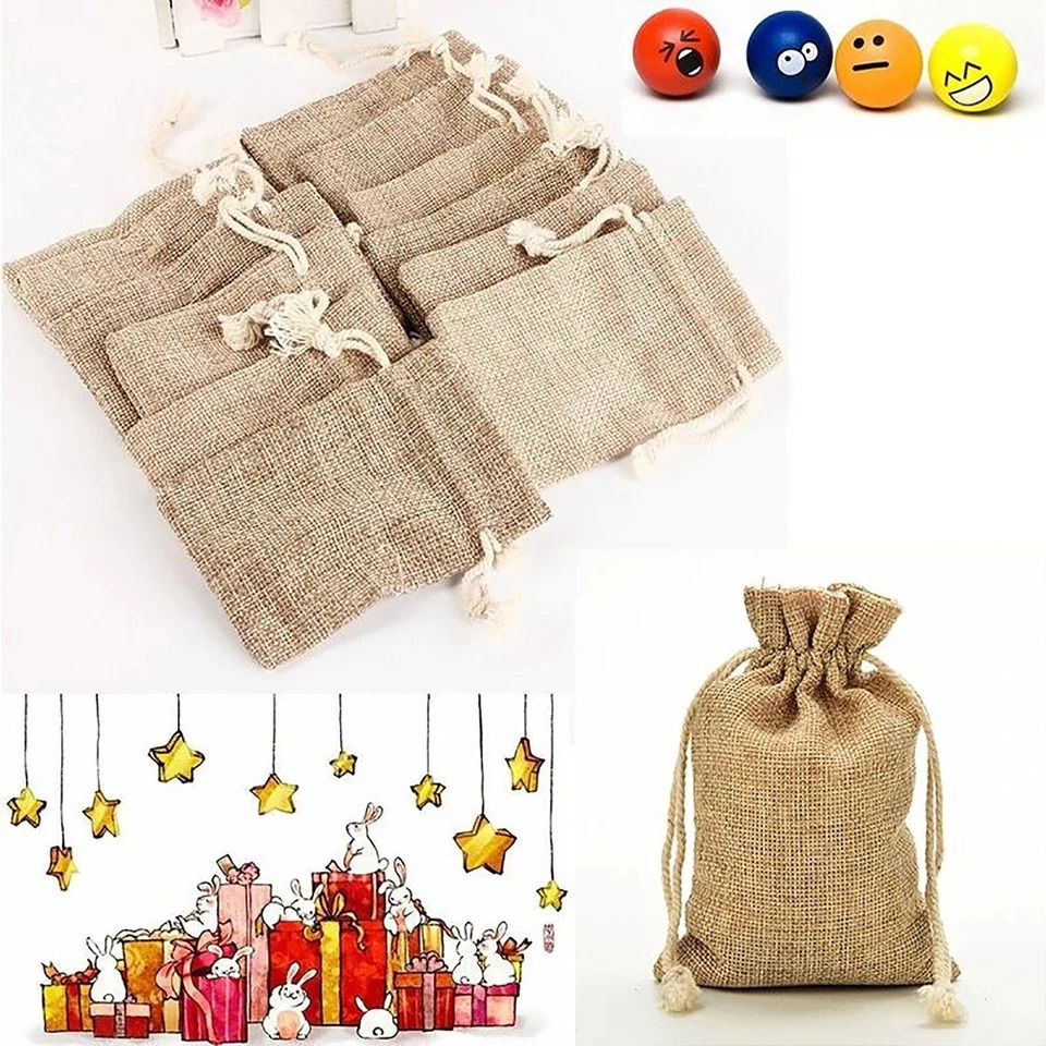 Thumbnail: Natural Linen Drawstring Burlap Bags Jewellery Box | Gold Bangle | Gold Ring